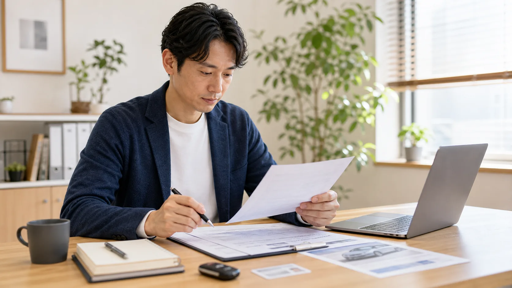 開業直後の個人事業主が開業届とETCカード書類を準備するイメージ