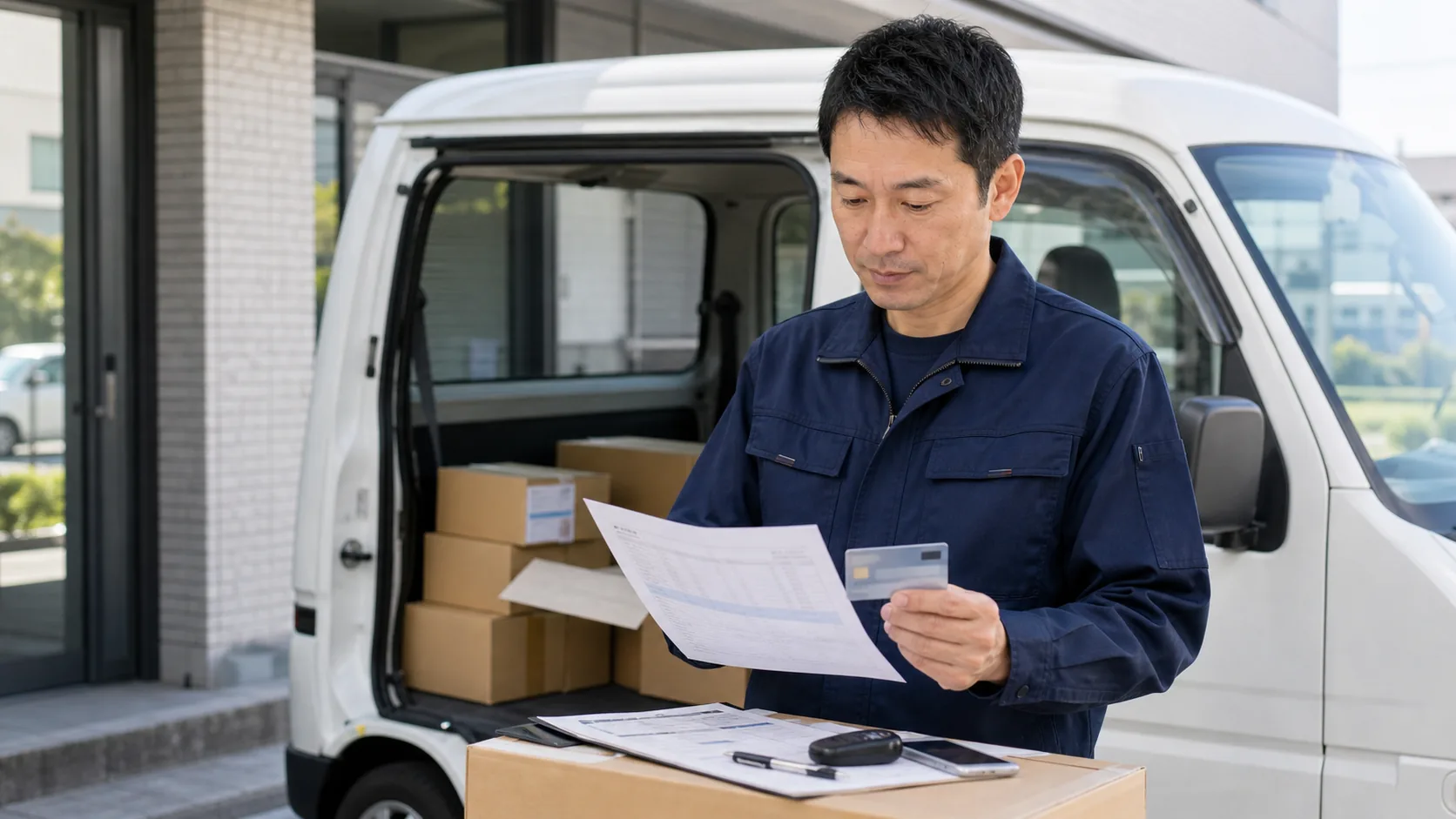 軽貨物の個人事業主がETCカードを確認するイメージ